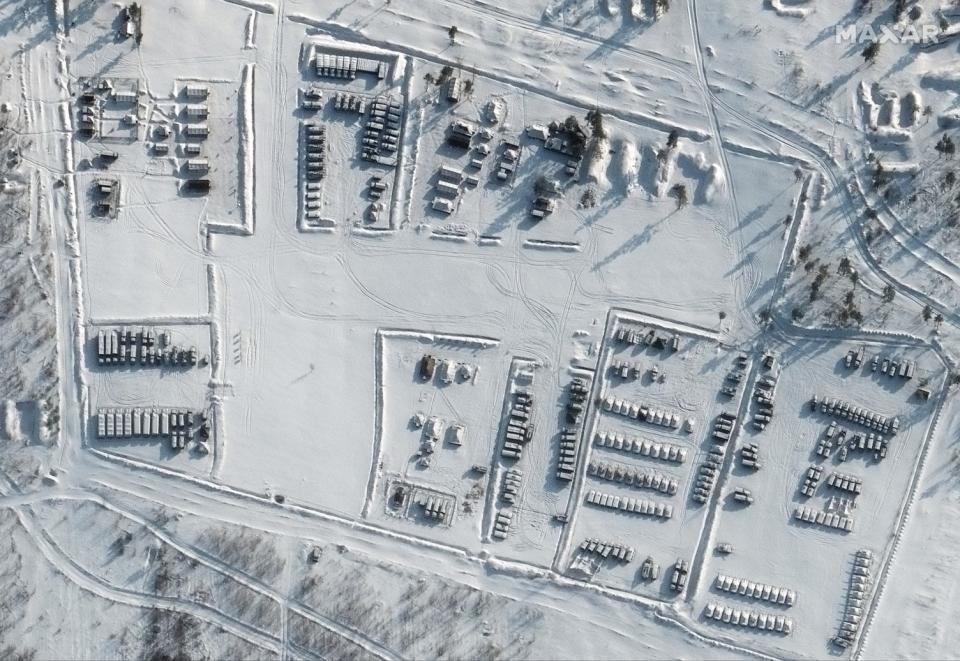 View of Russian battle groups at the Pogonovo training area on Jan. 26, 2022.