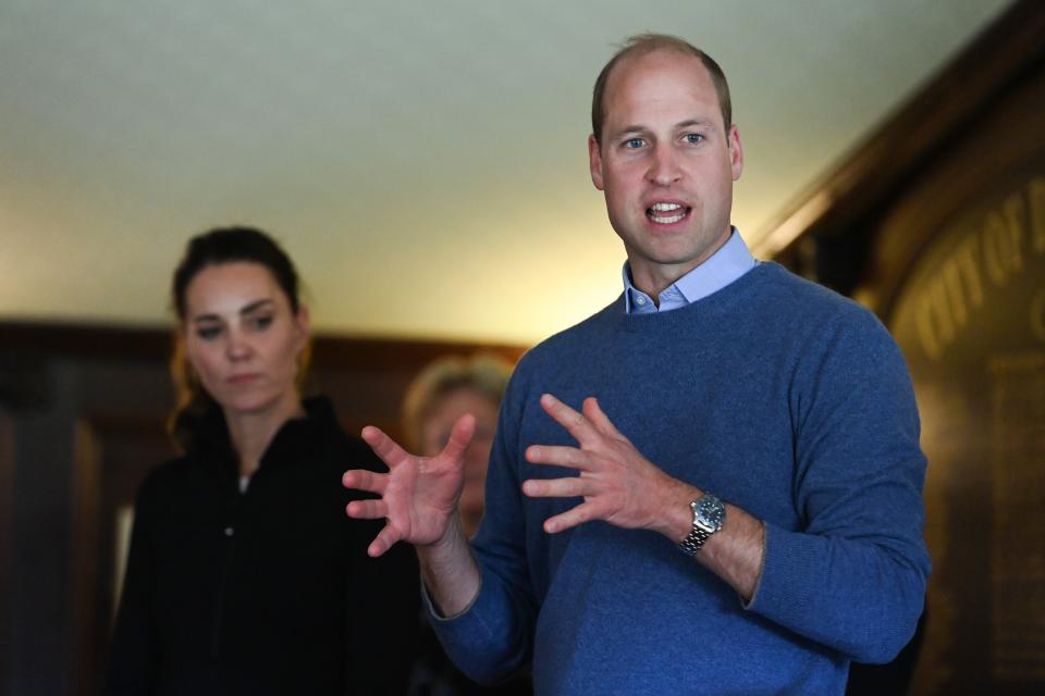 The Duke and Duchess of Cambridge during a visit to the City of Derry rugby club in Londonderry, to participate in a sports initiative bringing football, rugby and GAA playing children, together. Picture date: Wednesday September 29, 2021.