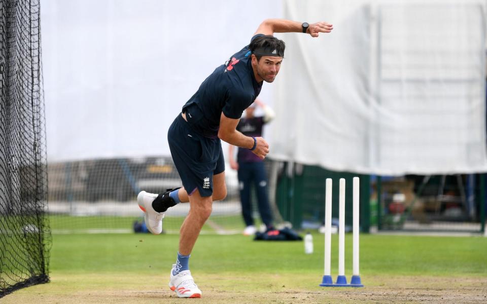 England's James Anderson during a nets session on Tuesday - pa