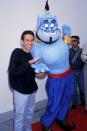<p>The star posed with the genie at the premiere of <em>Aladdin</em> at the El Capitan Theater in Hollywood in November 1992. Gilbert has been celebrated for his performance as the voice of Iago in the Disney classic.</p>