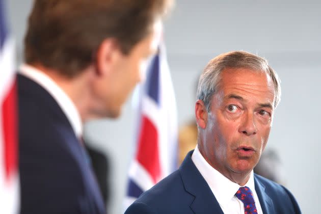 Richard Tice, chairman of Reform UK (L) and Leader Nigel Farage launch 'Our Contract with You' general election manifesto.