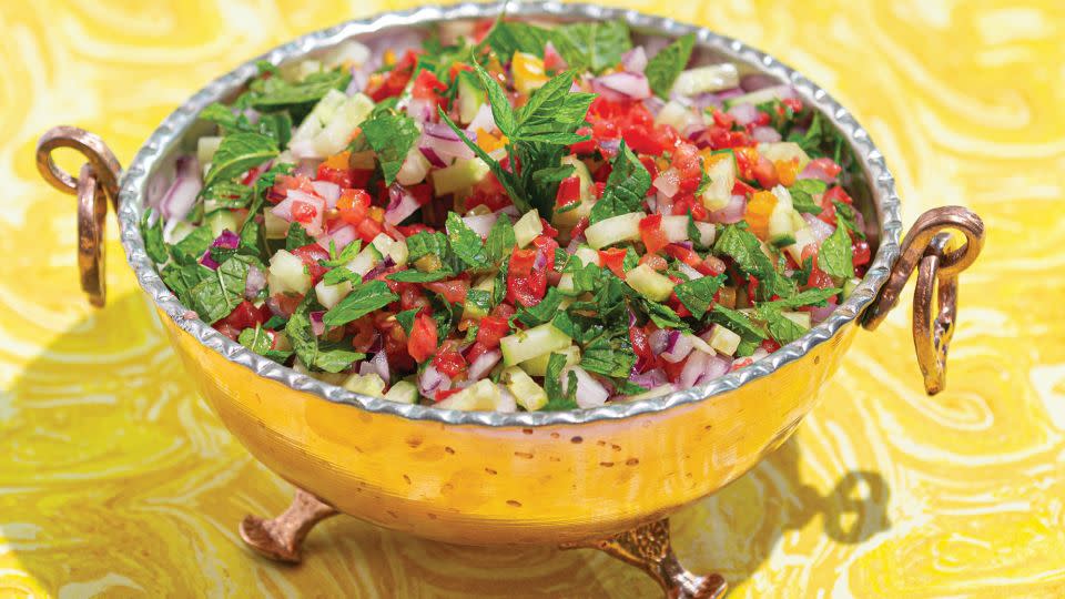 The mother and daughter's  "everyday cucumber and tomato salad." - Farrah Skeiky