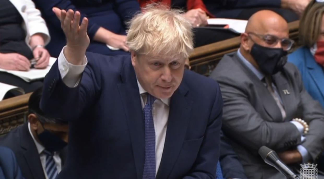 Prime Minister Boris Johnson speaks during Prime Minister's Questions in the House of Commons, London. Picture date: Wednesday January 5, 2022.