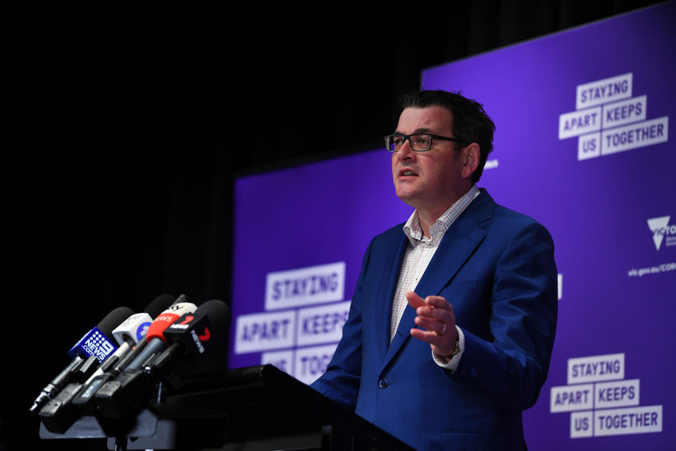 Victorian Premier Daniel Andrews has announced another large spike in coronavirus cases. Source: AAP