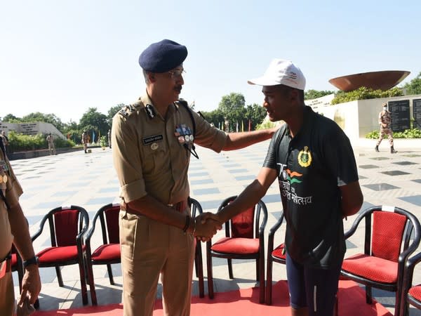 Indo-Tibetan Border Police (ITBP) Director General Sanjay Arora at the flag off event of the 4th Phase cycle rally