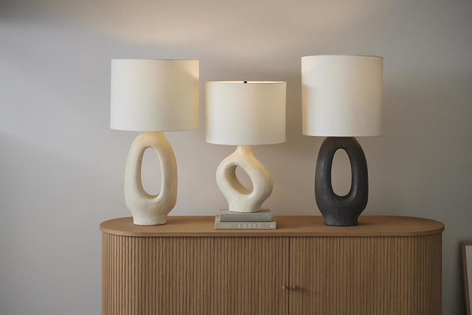 Ceramic table lamps designed by Olivero, available through West Elm