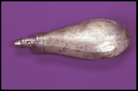 A gunpowder flask recovered from the shipwreck of an 83-foot long ship which belonged to King Kamehameha II, aka Liholiho, the second king of Hawaii, is seen courtesy of the Smithsonian National Museum of American History (SI/NMAH). REUTERS/Harold Dorwin/Smithsonian National Museum of American History/Handout