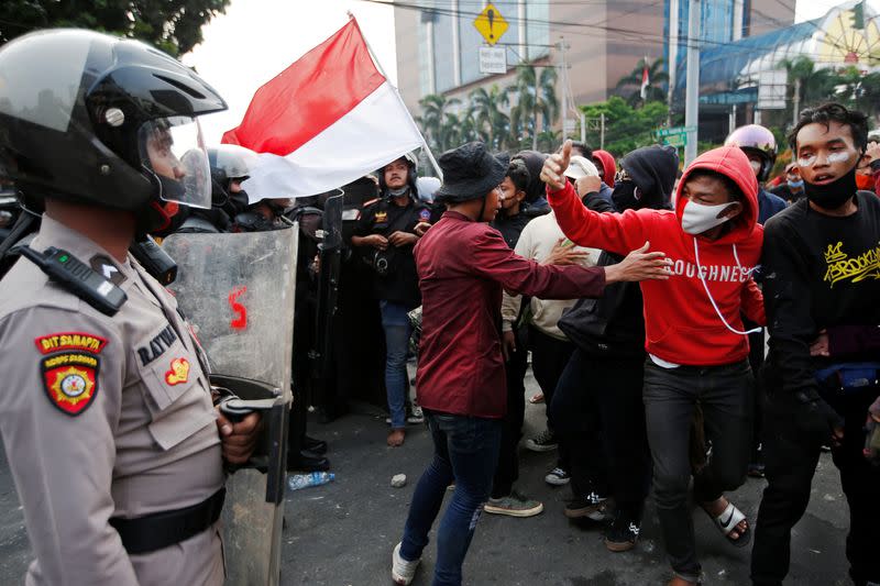 Protest against the government's proposed labour reforms in Jakarta