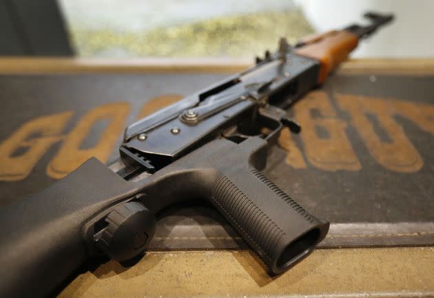 A bump stock is installed on an AK-47 at Good Guys Gun and Range on February 21, 2018 in Orem, Utah. 