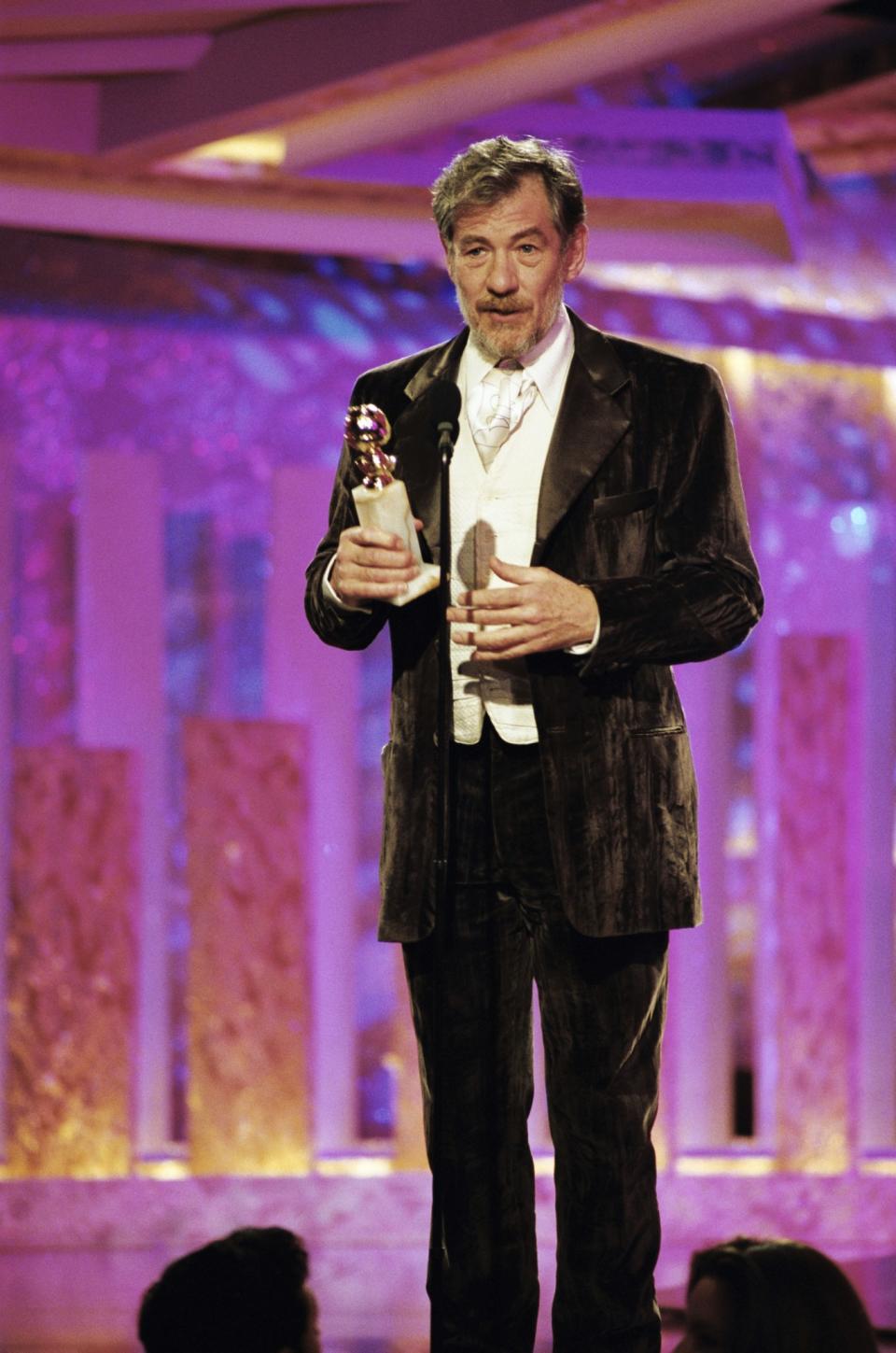 <p>Ian McKellen accepted his award for best actor in a supporting role. </p>