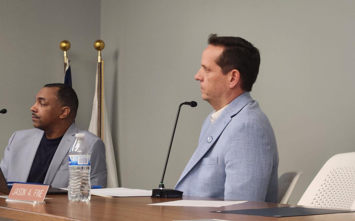 Bexley Superintendent Jason Fine during the Wednesday board meeting where he addressed the Board of Education about ongoing efforts to combat racism in the Bexley district after a racist incident last month.