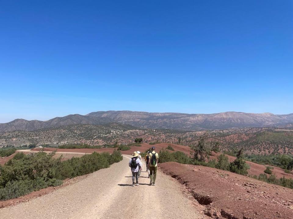 Hiking one of the many trails that wind through the High Atlas mountains (Annabel Grossman for The Independent)