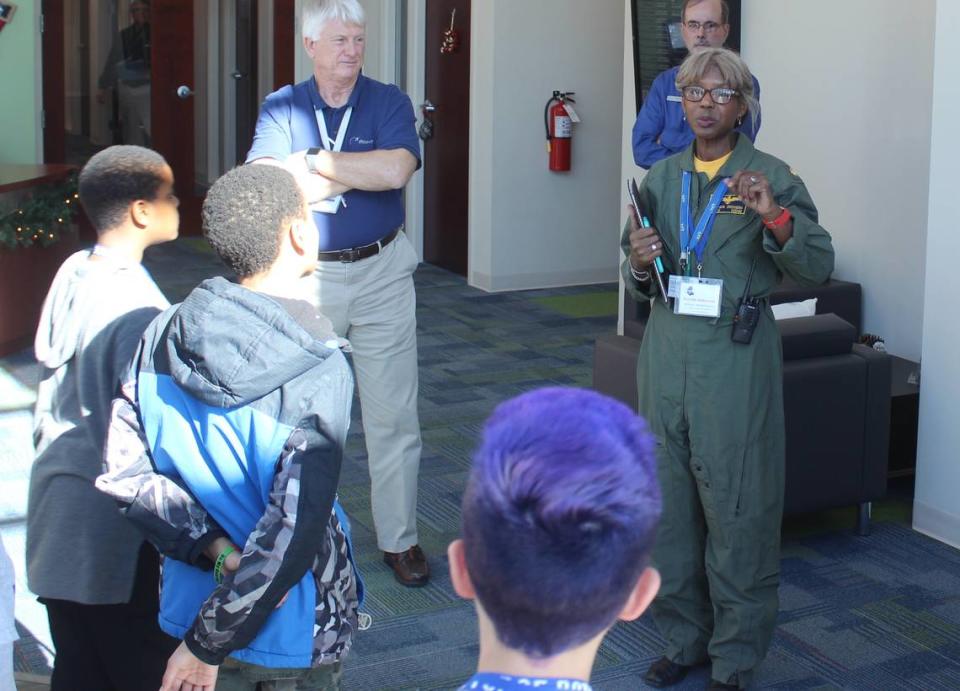 Navy Lt. Cmdr. (ret) Brenda Robinson, the Navy’s first Black female pilot, now runs an aviation camp in Charlotte, N.C. , where she encourages kids that they have the skills needed to pursue a flying career.