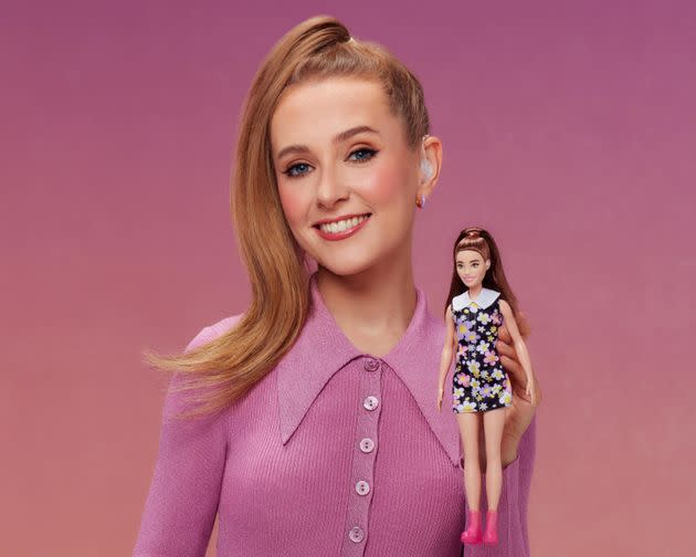 Rose Ayling-Ellis and Barbie's first ever doll with behind-the-ear hearing aids. (Photo: Simon WebbPA)