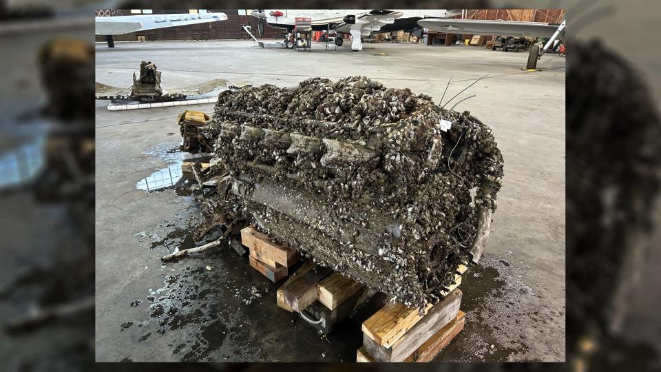 The latest dives this summer recovered the aircraft's engine -- an almost solid block of metal weighing more than 1200 pounds.