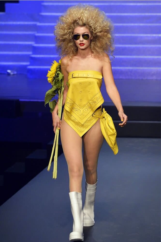 Gigi Hadid in Jean Paul Gautier's 2015 ready-to-wear show | MIGUEL MEDINA/AFP via Getty