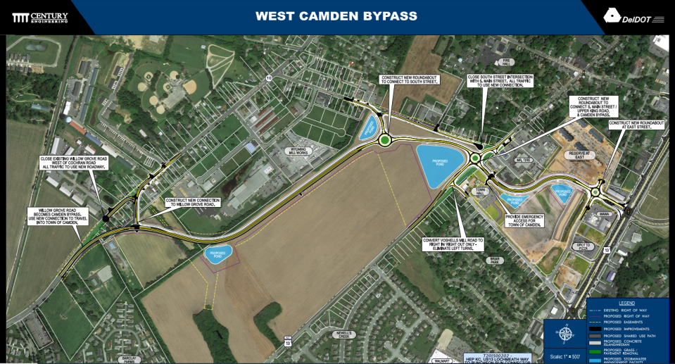 Roadwork plans for the Camden Bypass Project.