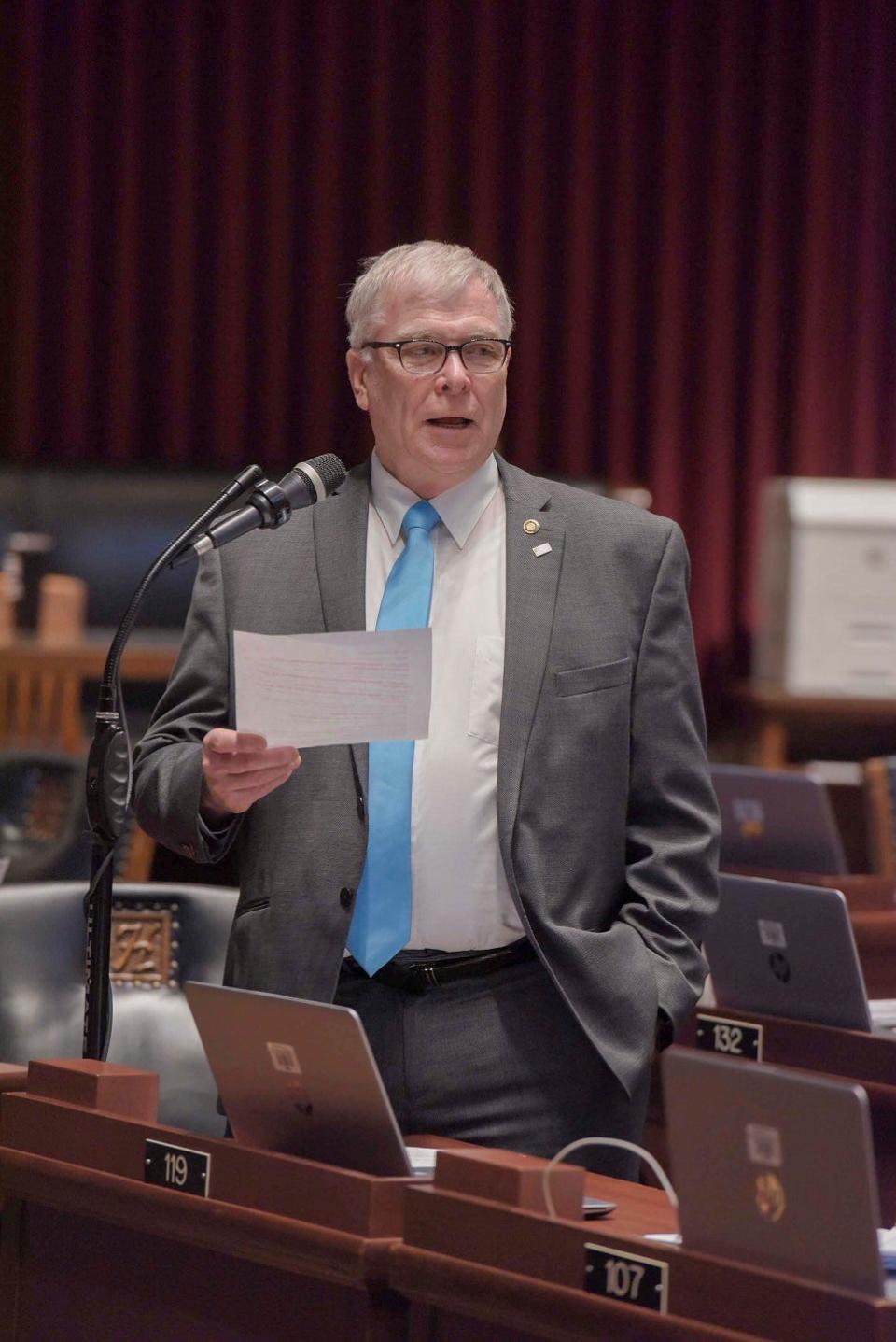 Rep. Jim Murphy, R-St. Louis County, speaks on the House floor in this 2019 file photo.