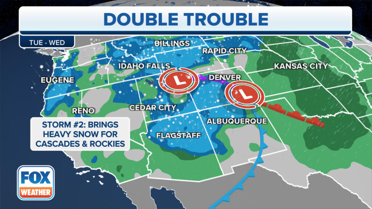 Le blizzard devrait frapper ce soir alors que les tempêtes hivernales recouvrent les Rocheuses, les Plaines et le Haut-Midwest