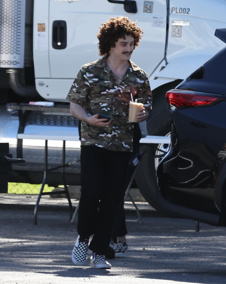 Actor Daniel Radcliffe, best known for his title role in the Harry Potter franchise, shows off his range as he takes on the role of legendary parody musician Weird Al Yankovic in Weird:  The Al Yankovic Story.  Radcliffe donned a wig with the 'Fat' singer (BACKGRID)