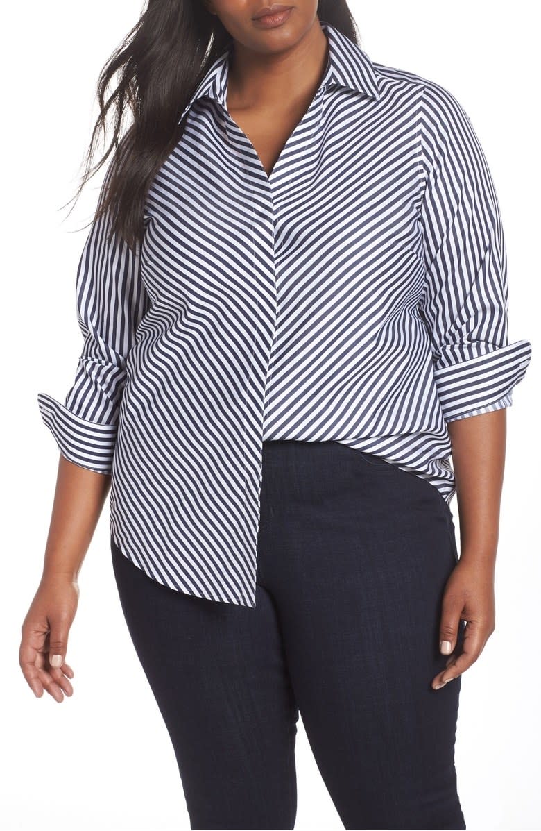 Foxcroft Mono Stripe Sateen Shirt, $96 $63.90, Nordstrom