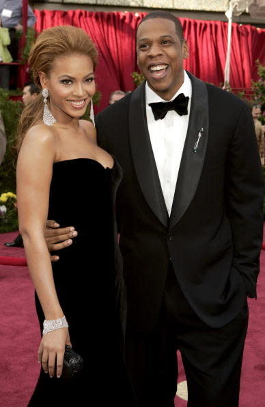 Beyonce and Jay-Z during The 77th Annual Academy Awards - Red Carpet at Kodak Theatre in Hollywood, California, United States. (Photo by KMazur/WireImage) 