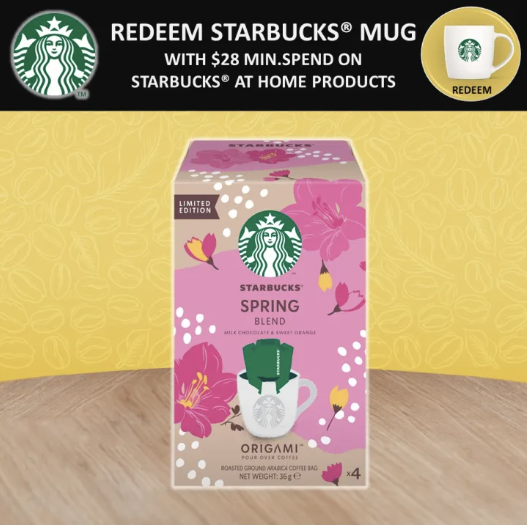 Starbucks Origami​ Spring Blend​ Pour Over Coffee comes in a pink box.