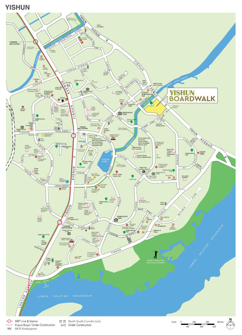 Location of Yishun Boardwalk Feb 2022 Yishun BTO flats, bounded by Yishun Avenue 6, Yishun Avenue 8, and Yishun Avenue 9. Source: HDB 