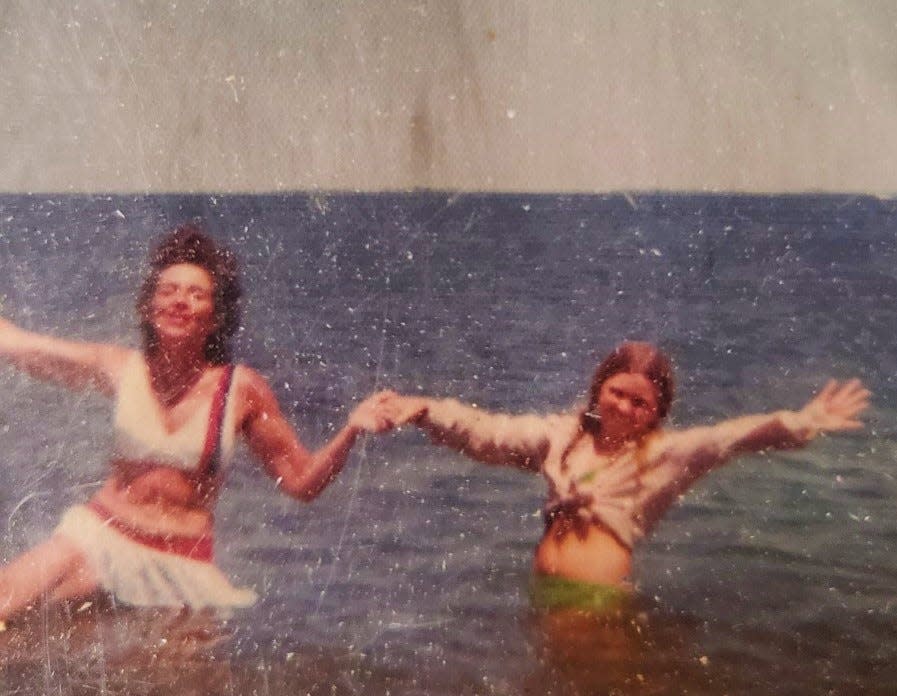 Marie Jenkins, left, and her daughter Maria Writesel, then about age 12, loved going in the ocean together in Hull.