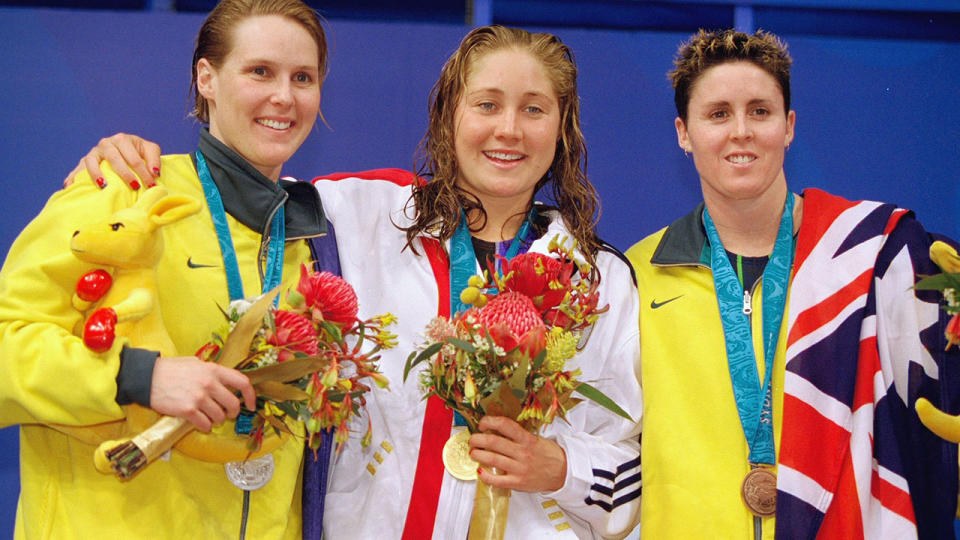 Susie O'Neill, Misty Hyman and Petria Thomas, pictured here at the 2000 Olympics.