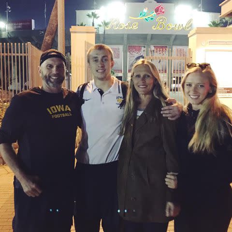 <p>George Kittle/Instagram</p> George Kittle with his parents and sister, Emma