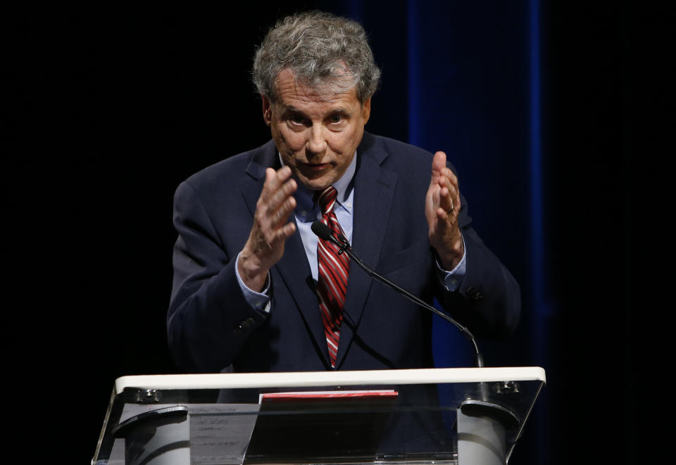 Sen. Sherrod Brown, D-Ohio, answers questions during a recent debate. (Photo: Jay LaPrete/Pool/AP)