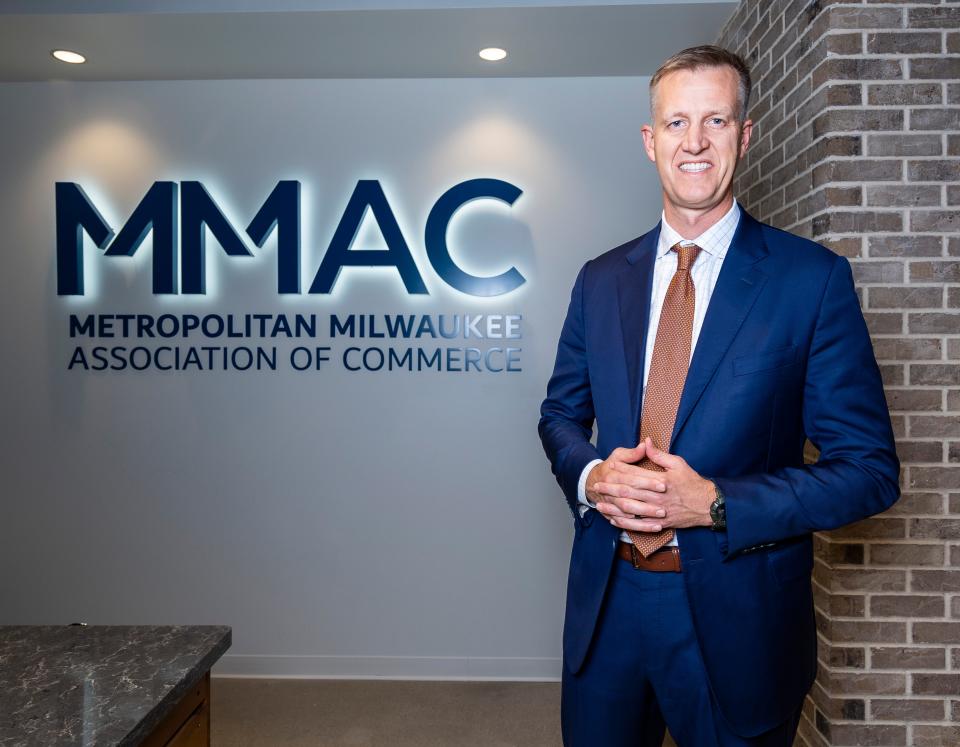 Dale Kooyenga, president of the Metropolitan Milwaukee Association of Commerce, poses for a portrait in the MMAC offices in The Avenue in downtown Milwaukee.