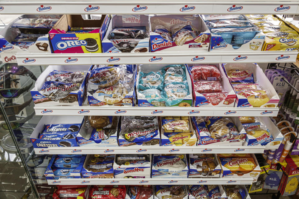 Miami, Florida, convenience store junk food, Hostess cupcakes cookies buns dessert display. (Photo by: Jeffrey Greenberg/Universal Images Group via Getty Images)