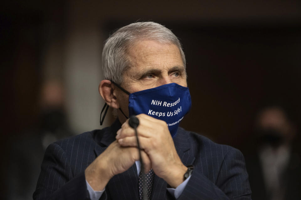 Dr. Anthony Fauci at a Senate hearing in September on the federal government's response to the coronavirus pandemic. (Graeme Jennings/AP)