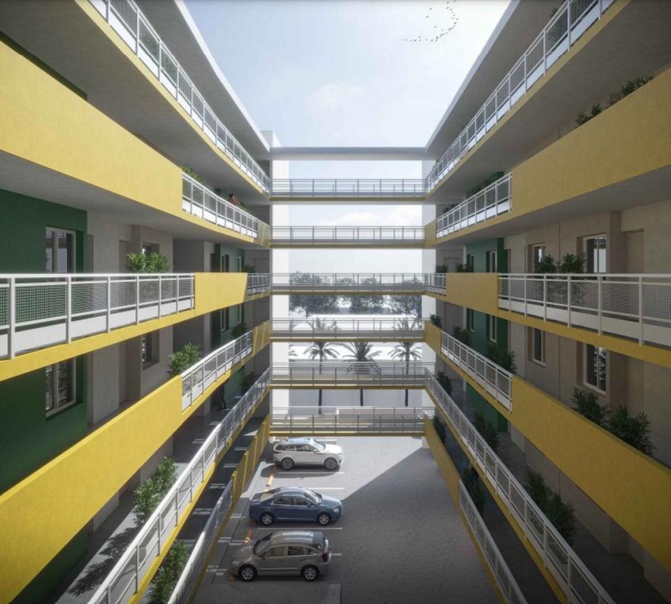 Asking rents are expected to start at $2,000 a 375-square-foot apartment. Above: A rendering of the workforce housing development Mia. Design Architecture Consultants