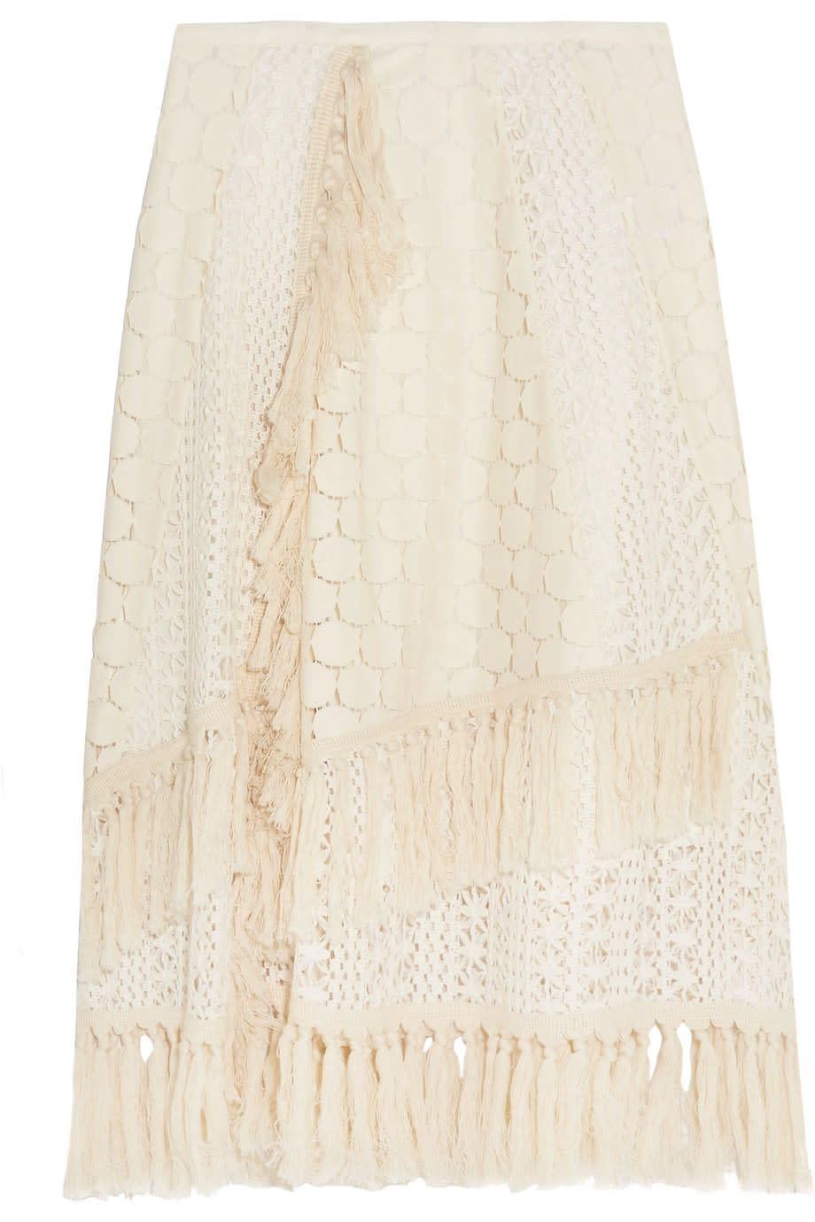 SEE BY CHLOÉ Tasseled crocheted lace skirt
