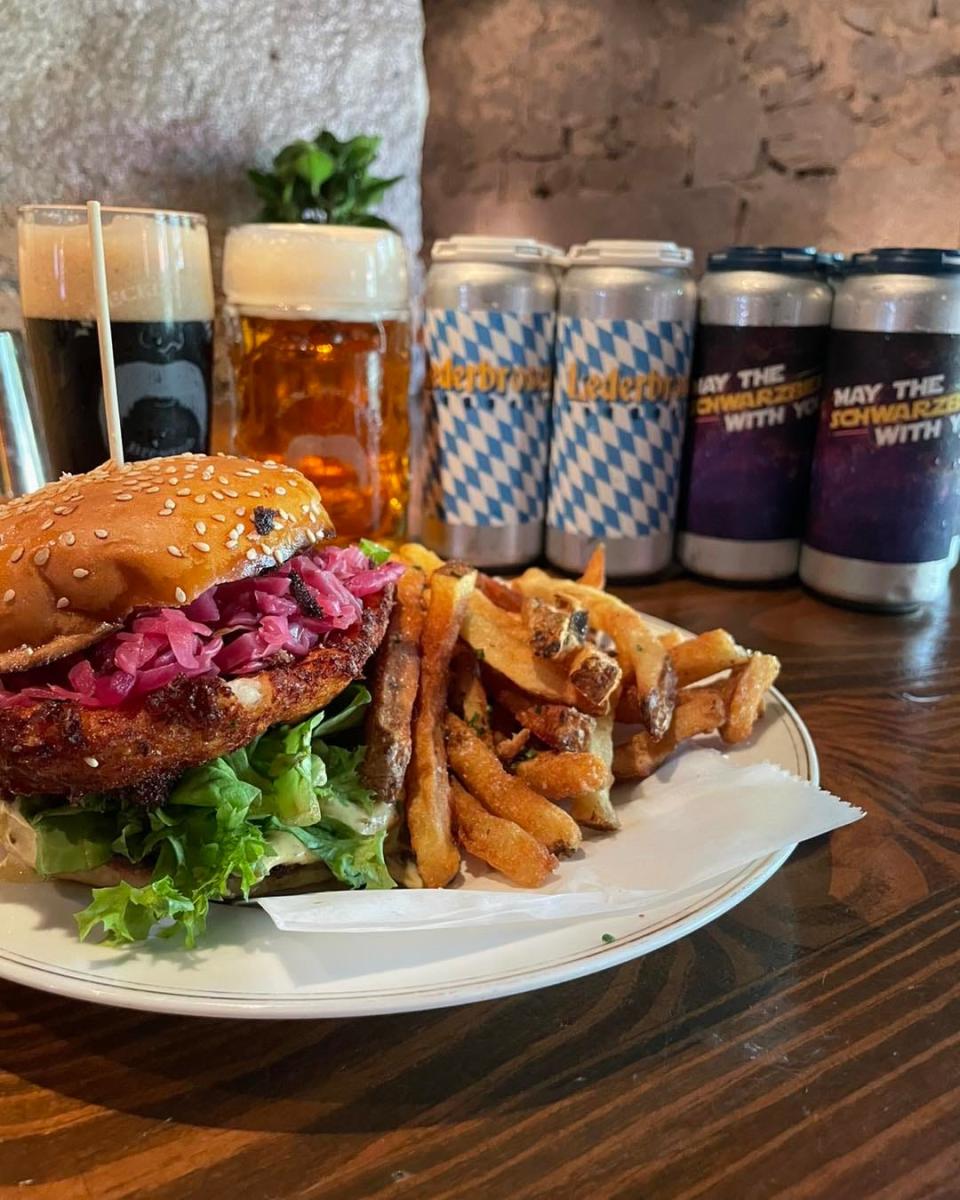 FILE - Sandwich and beer specials for Oktoberfest at Wrecking Bar Brewpub. The Atlanta restaurant is one of many in Georgia featured on Food Network's "Diners, Drive-Ins and Dives" with Guy Fieri.