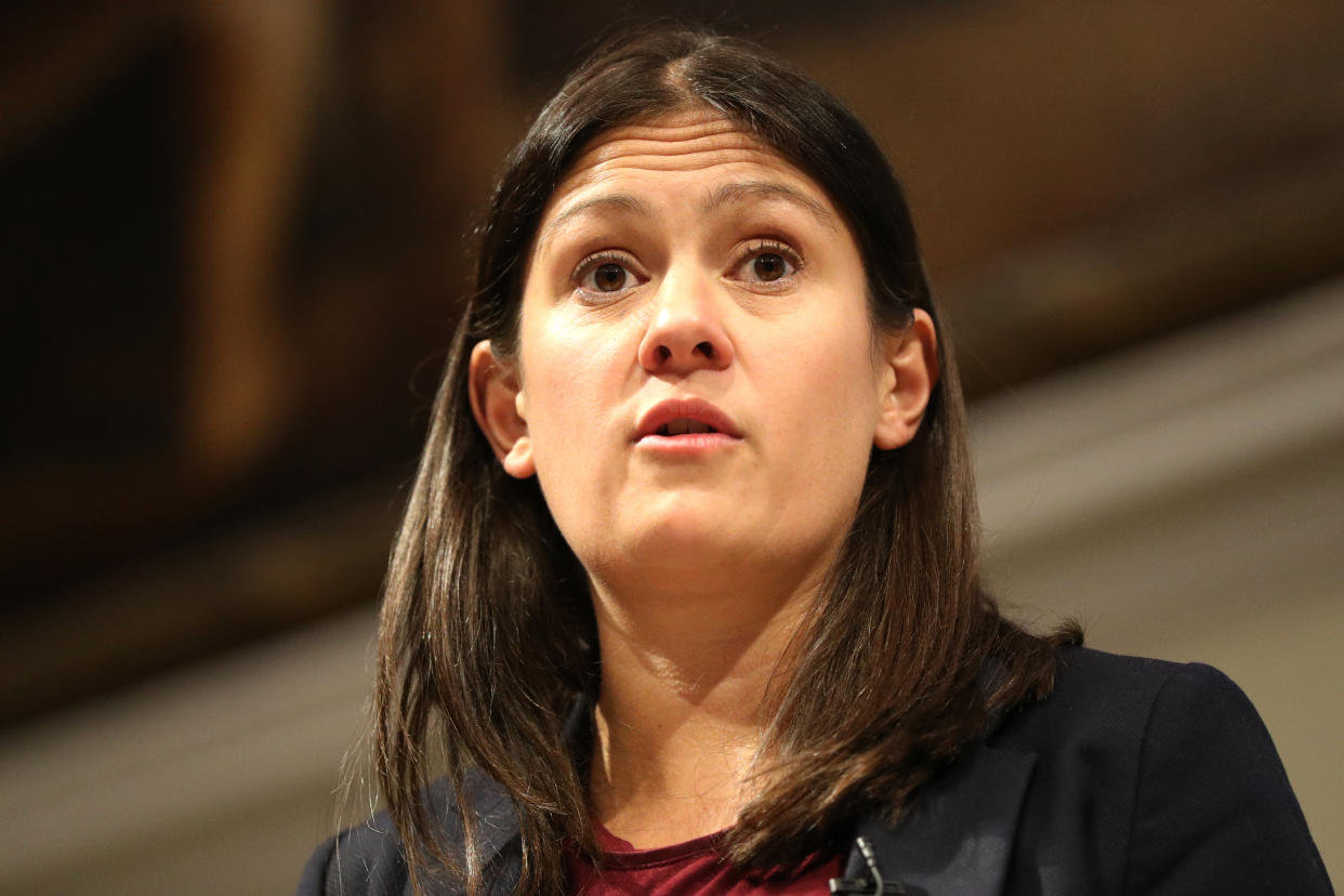 Labour leadership candidate Lisa Nandy at RSA House, London, delivering a speech on the UK's place in a post-Brexit world.