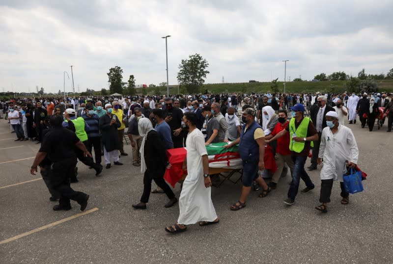 Funeral of the Afzaal family that was killed in what police describe as a hate-motivated attack, in London