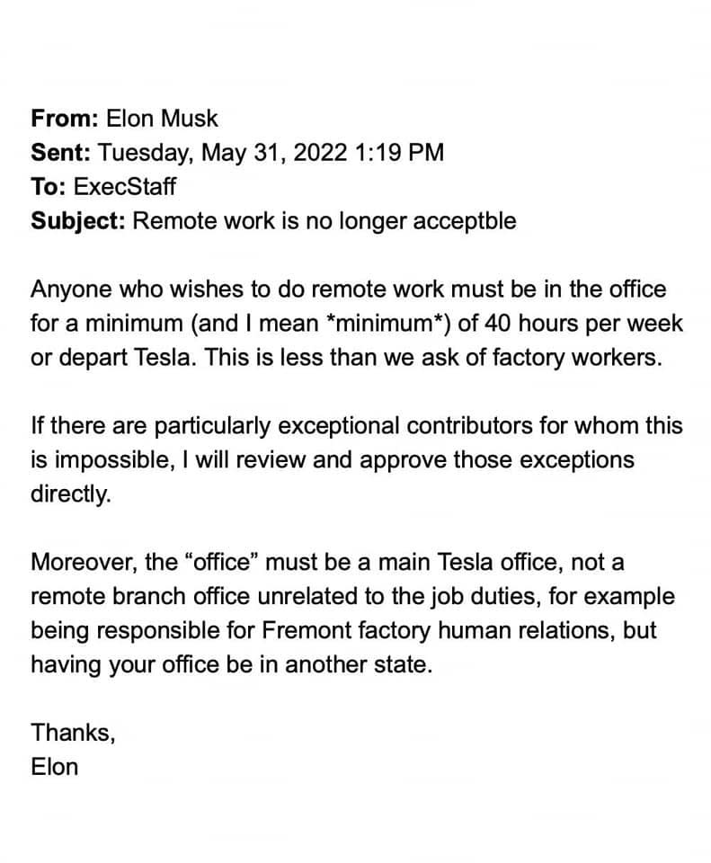 Elon Musk's Email to Tesla Employees-1.jpg 圖/Electrek
