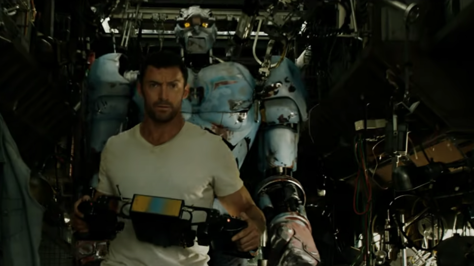 Hugh Jackman in screenshot from Real Steel trailer