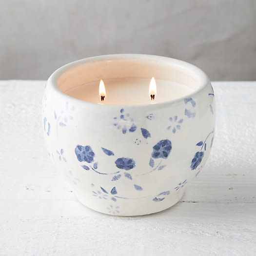 Blue Floral Citronella Candle