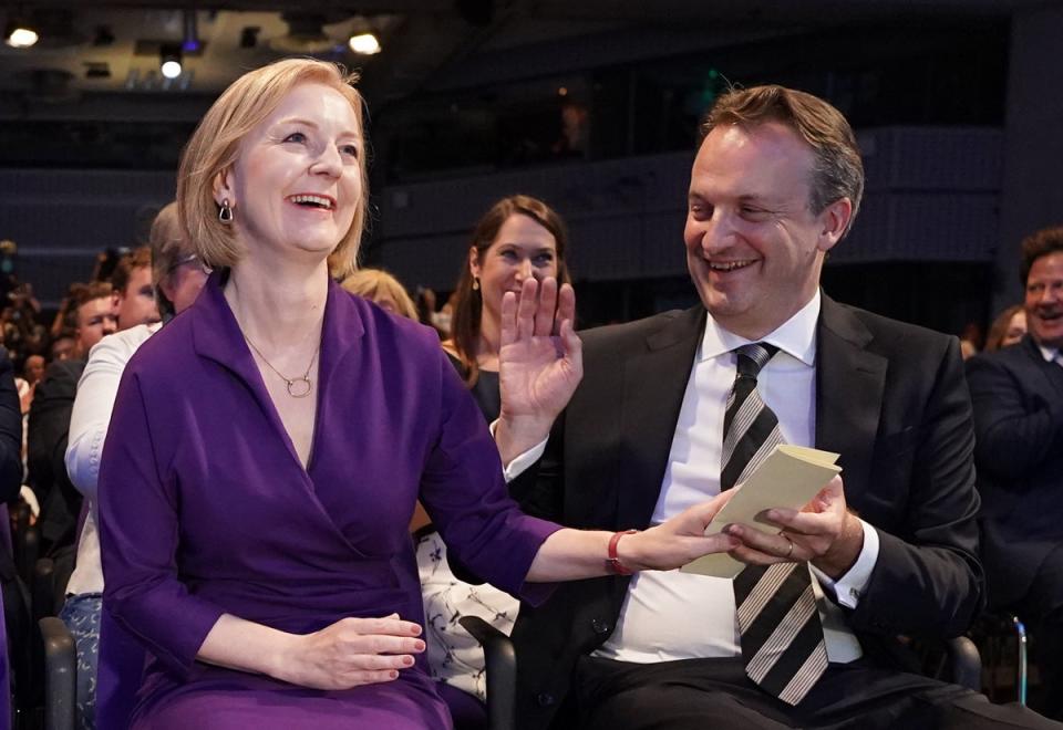 Liz Truss with her husband Hugh O’Leary (Stefan Rousseau/PA) (PA Wire)