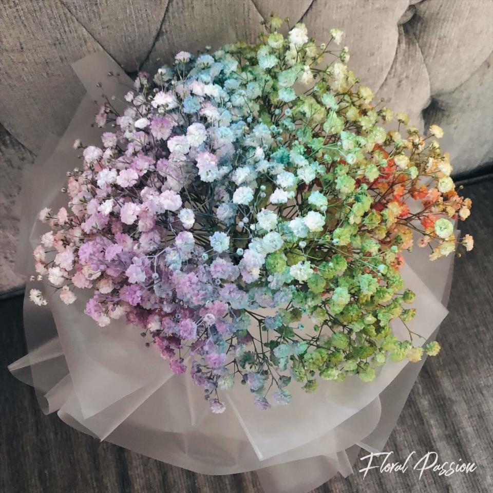 Rainbow Baby’s Breath bouquet by Floral Passion ($40)