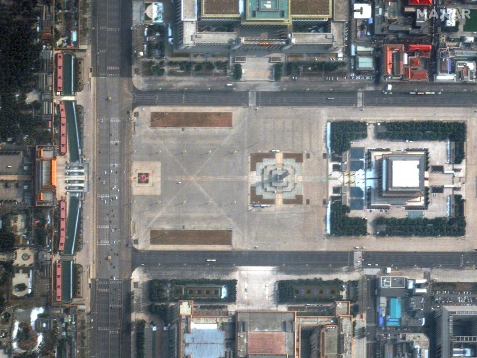 Tiananmen Square in Beijing is deserted (via Reuters)