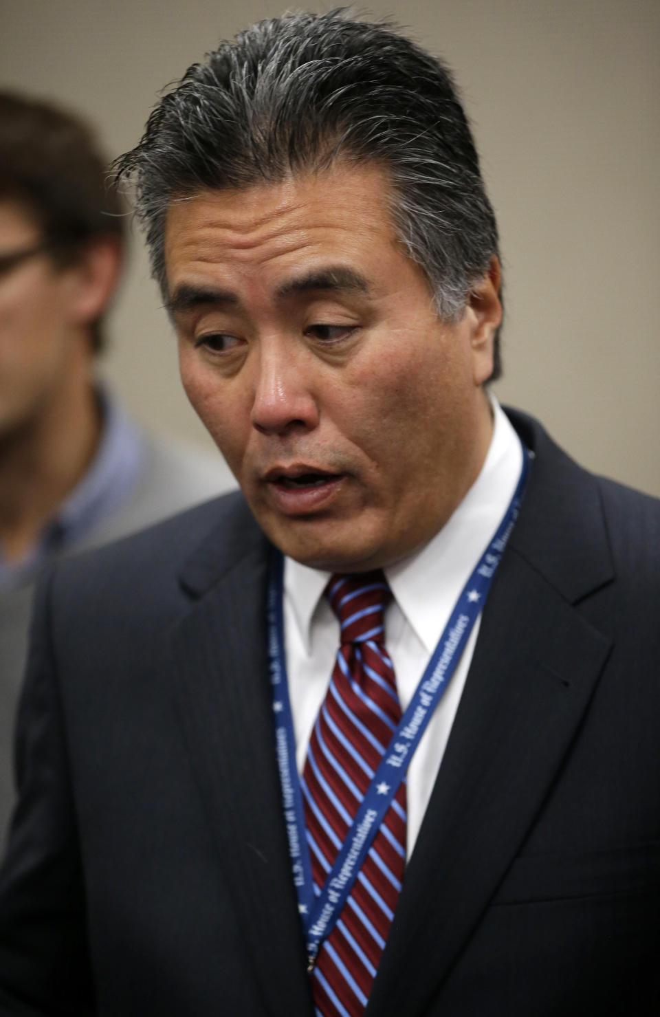 Rep.-elect Mark Takano, D-Calif., is interviewed following a news conference with newly elected Democratic House members, on Capitol Hill in Washington, Tuesday, Nov. 13, 2012. (AP Photo/Pablo Martinez Monsivais) 