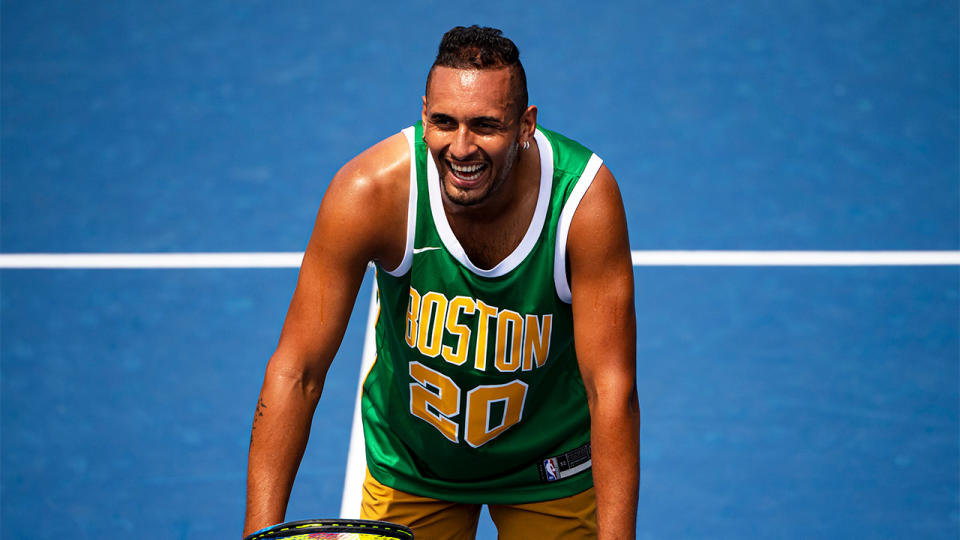 Nick Kyrgios of Australia in action during a practice session before the start of the US Open at USTA Billie Jean King National Tennis Center on August 20, 2019 in New York City. (Photo by TPN/Getty Images)