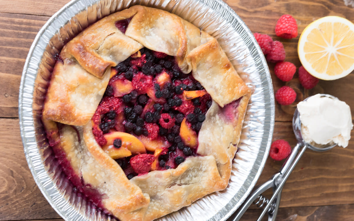 <p>Dorothy Kern</p><p>After you're done grilling the burgers, keep the flame going for this summertime pie.</p><p><strong>Get the recipe: <a href="https://parade.com/842316/communitytable/grilled-berry-peach-pie/" rel="nofollow noopener" target="_blank" data-ylk="slk:Grilled Berry Peach Pie;elm:context_link;itc:0;sec:content-canvas" class="link rapid-noclick-resp">Grilled Berry Peach Pie</a></strong></p>