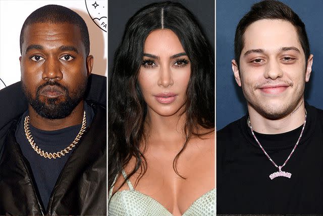 Getty (3) From left: Kanye West, Kim Kardashian, Pete Davidson